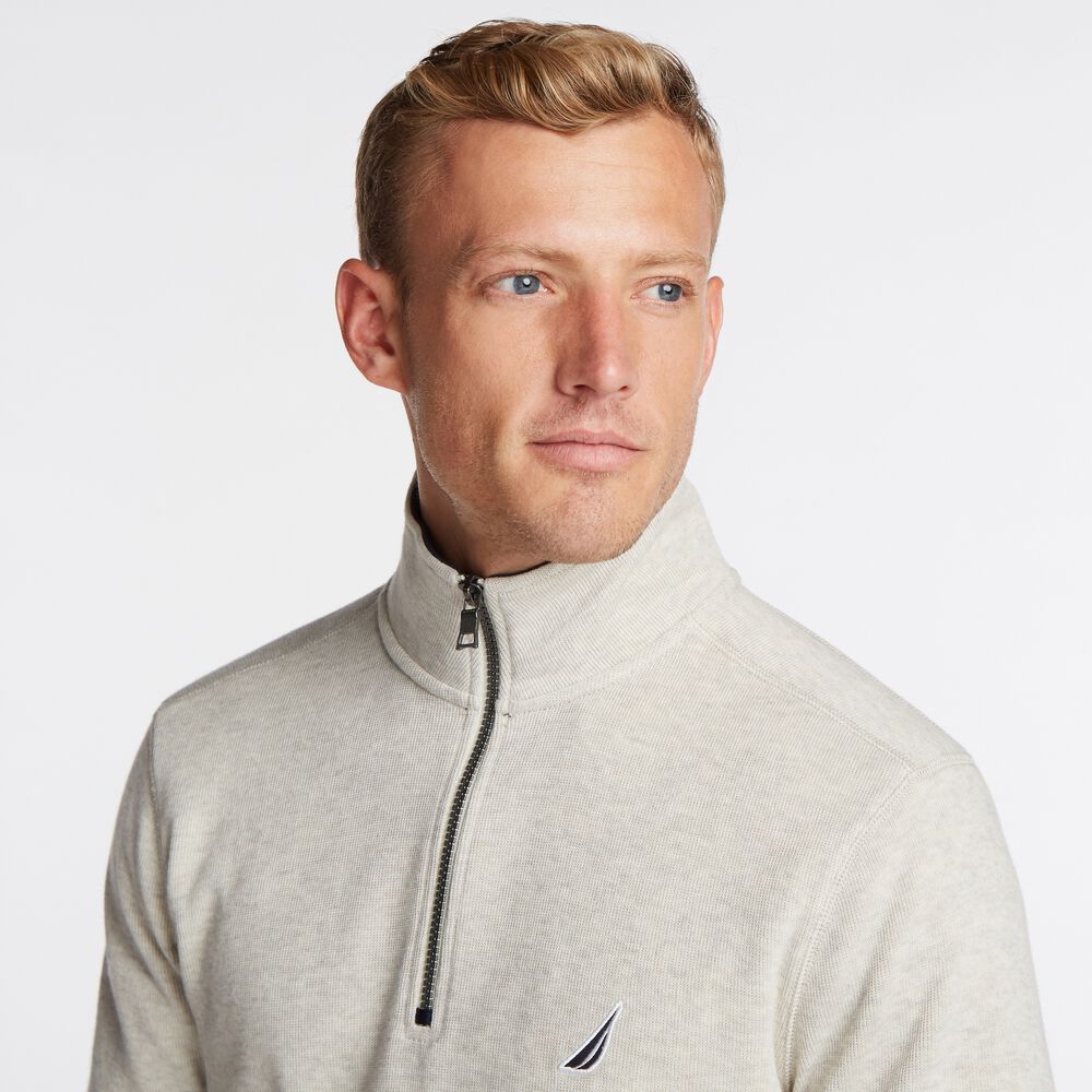 BRAND ICON QUARTER-ZIP PULLOVER,Oatmeal Heather,large