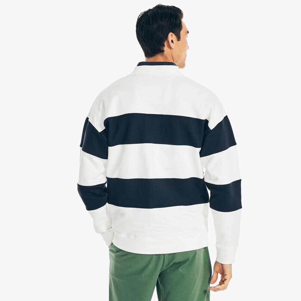 HALF-ZIP STRIPED BOMBER JACKET,Sail White,large