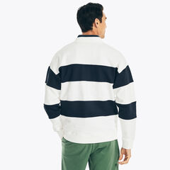 HALF-ZIP STRIPED BOMBER JACKET,Sail White,large