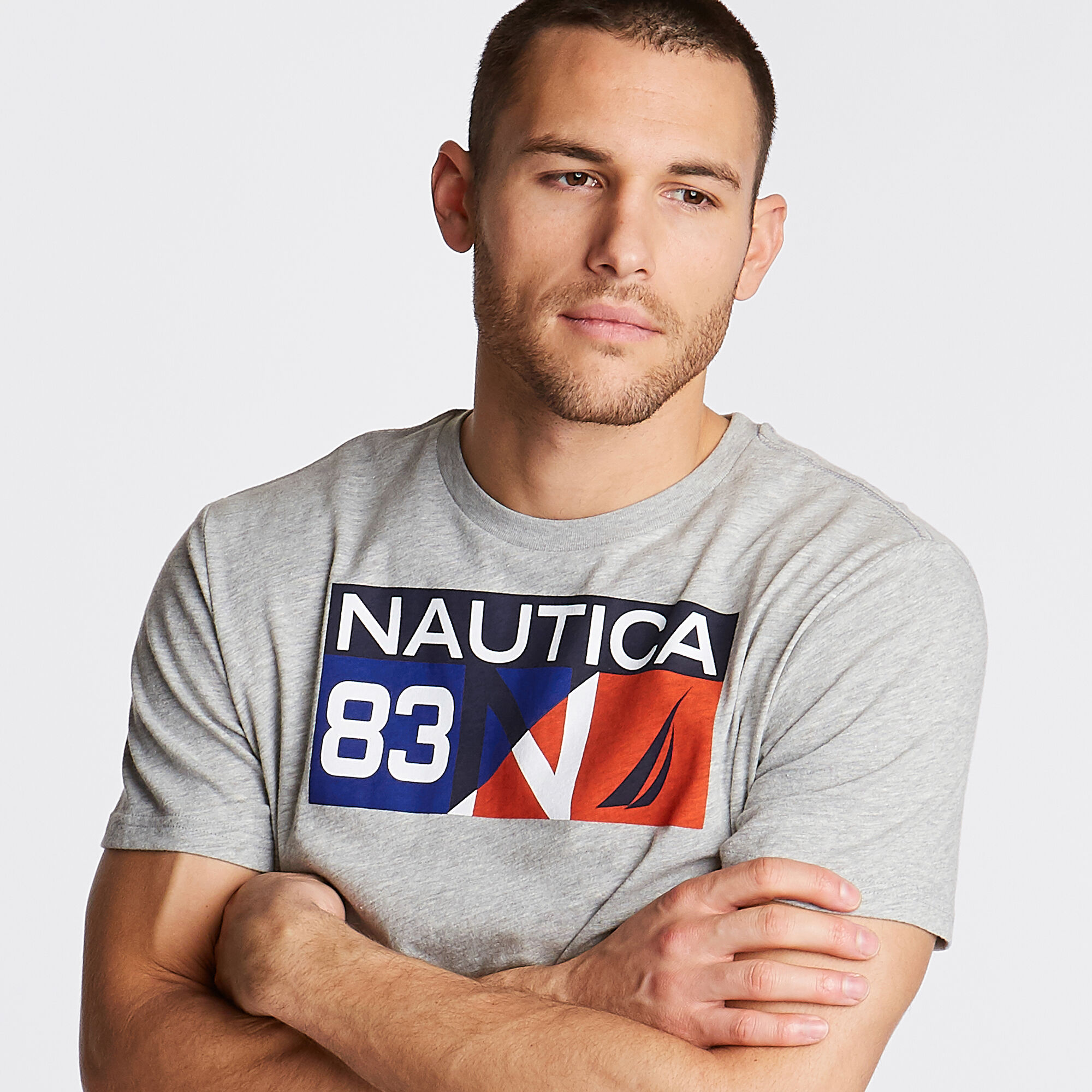 Colorblock T-Shirt in '83 Logo,Grey Heather,large