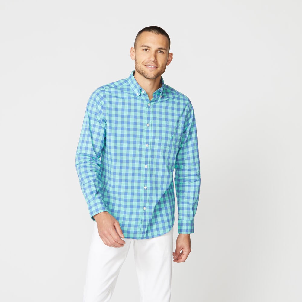 CLASSIC FIT GINGHAM STRETCH POPLIN SHIRT,Mint Spring,large