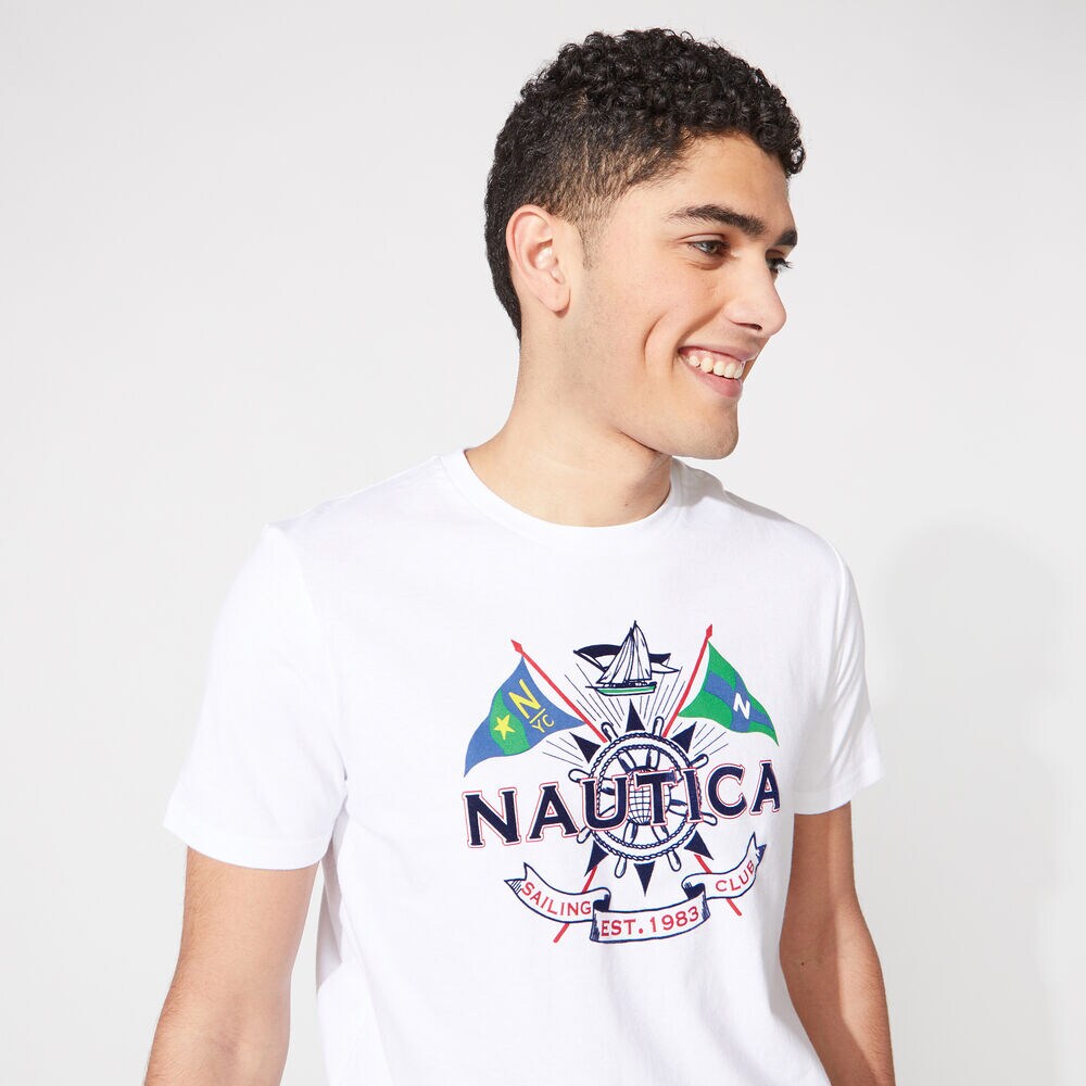 NAUTICA SAILING CLUB GRAPHIC T-SHIRT,Bright White,large