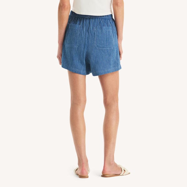 Striped Crinkle Pull-On Short