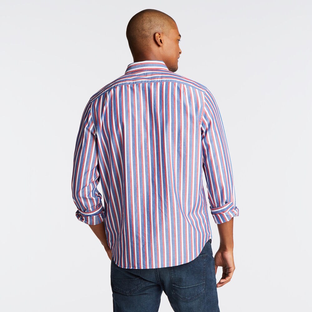 CLASSIC FIT POPLIN SHIRT IN VERTICAL STRIPE,Limoges,large