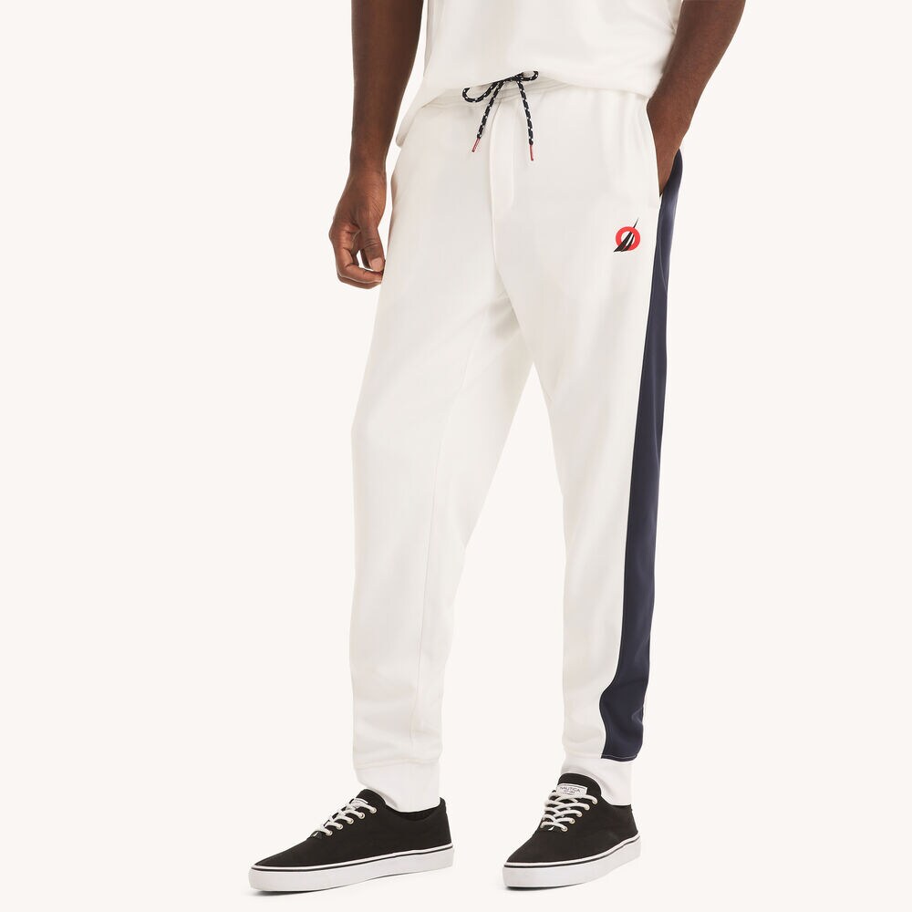 Colorblock Fleece Jogger,Bright White,large