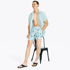 SUSTAINABLY CRAFTED 8" TROPICAL PRINT SWIM,South Beach Aqua,large