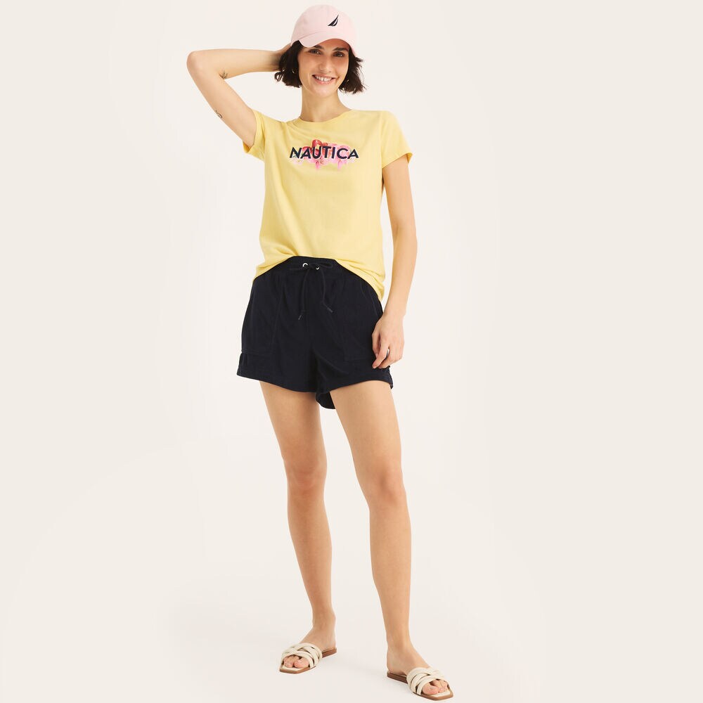 Sustainably Crafted Embroidered Flowers Graphic T-Shirt,Sunshine,large