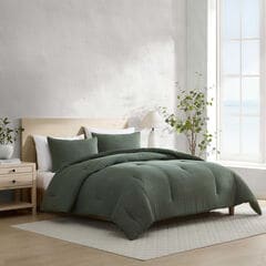 Herringbone Chenille Green King Comforter Set,Light Olive,large