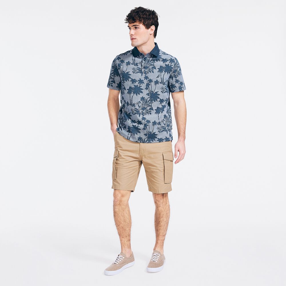 CLASSIC FIT PALM TREE PRINT POLO,Lapis Blue,large