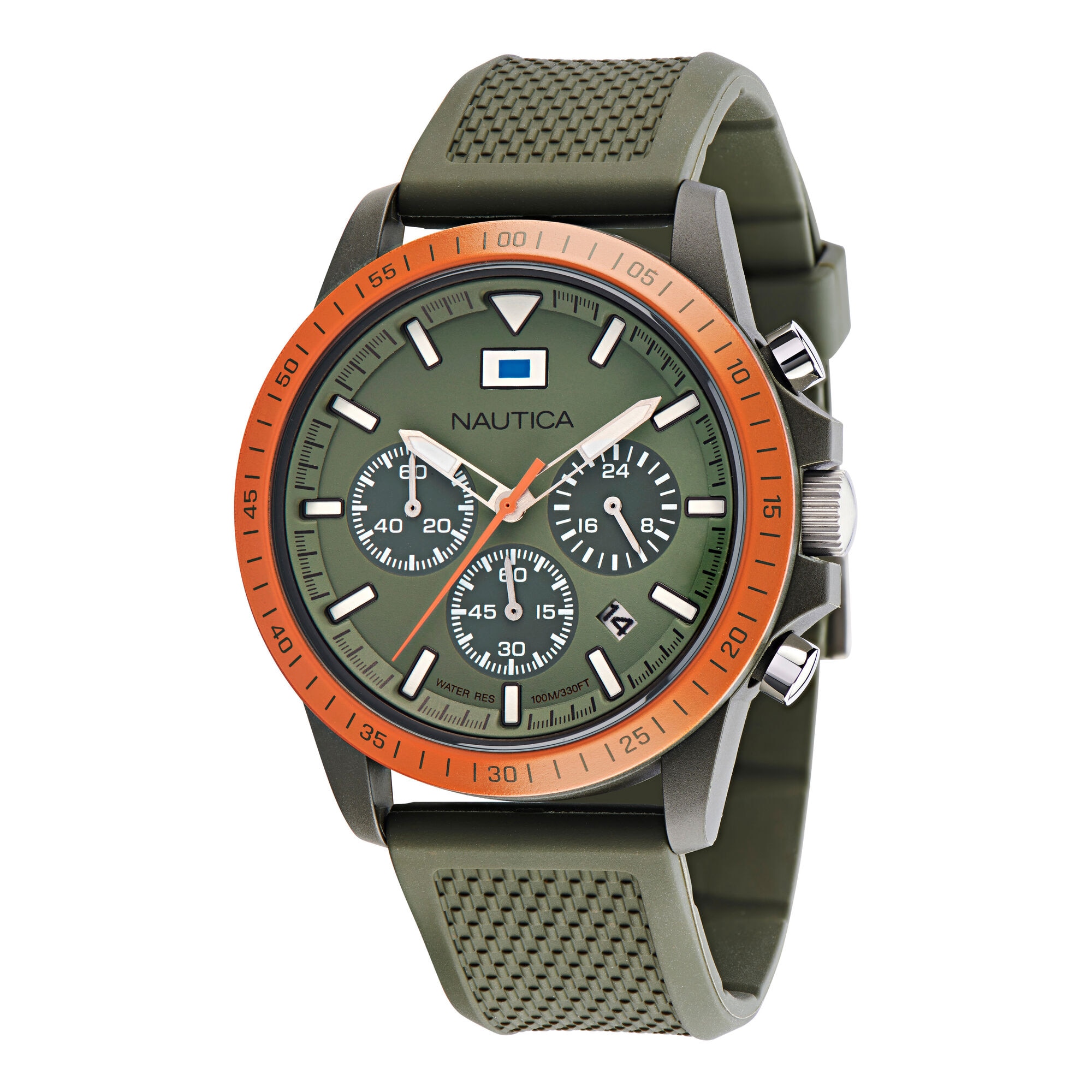 Nautica One Wheat Fiber Strap Chronograph Watch,Multi,large