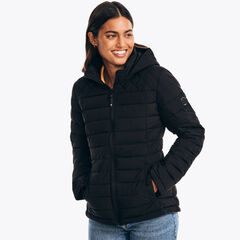 Short Puffer Jacket With Removable Hood,True Black,large