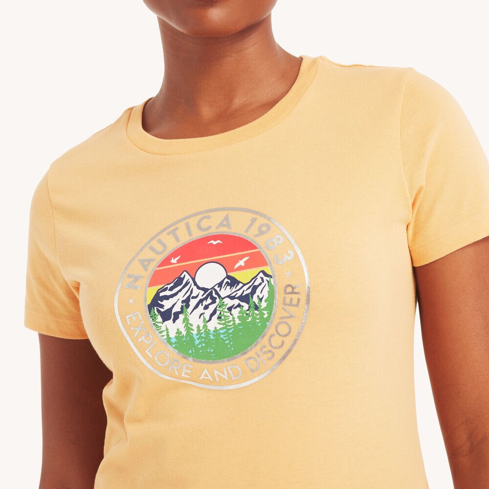 Great Outdoors Foil Graphic T-Shirt,Nasturtium,large