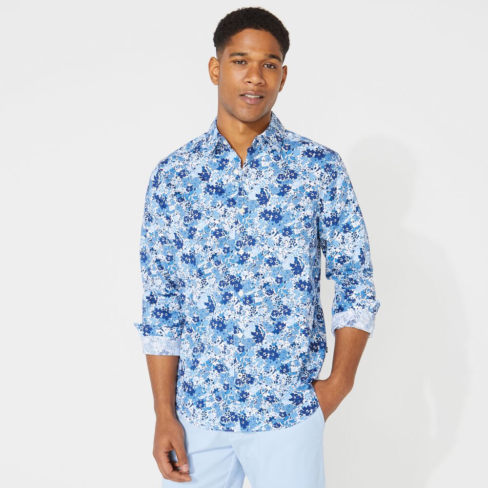 BIG & TALL FLORAL PRINT LONG SLEEVE SHIRT,Limoges,large