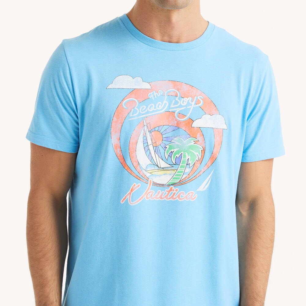 Beach Boys x Nautica Graphic T-Shirt,Azure Blue,large