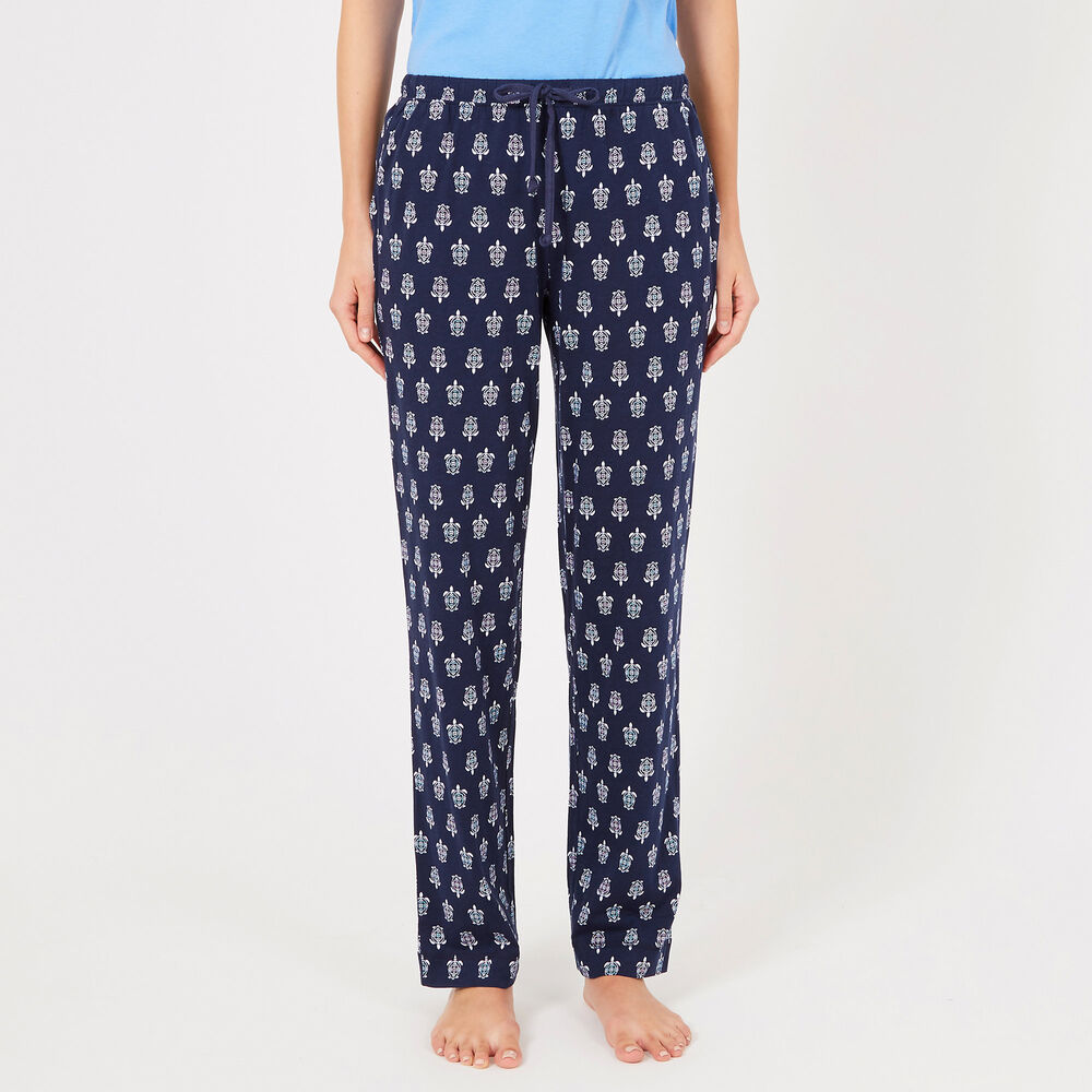Turtle Motif Pajama Pants,Pure Adriatic Sea Wash,large