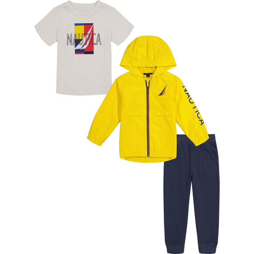 TODDLER BOYS' JACKET AND T-SHIRT 3PC JOGGER SET,Light Yellow,large