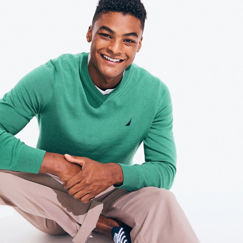NAVTECH V-NECK SWEATER,Bright Willow,large