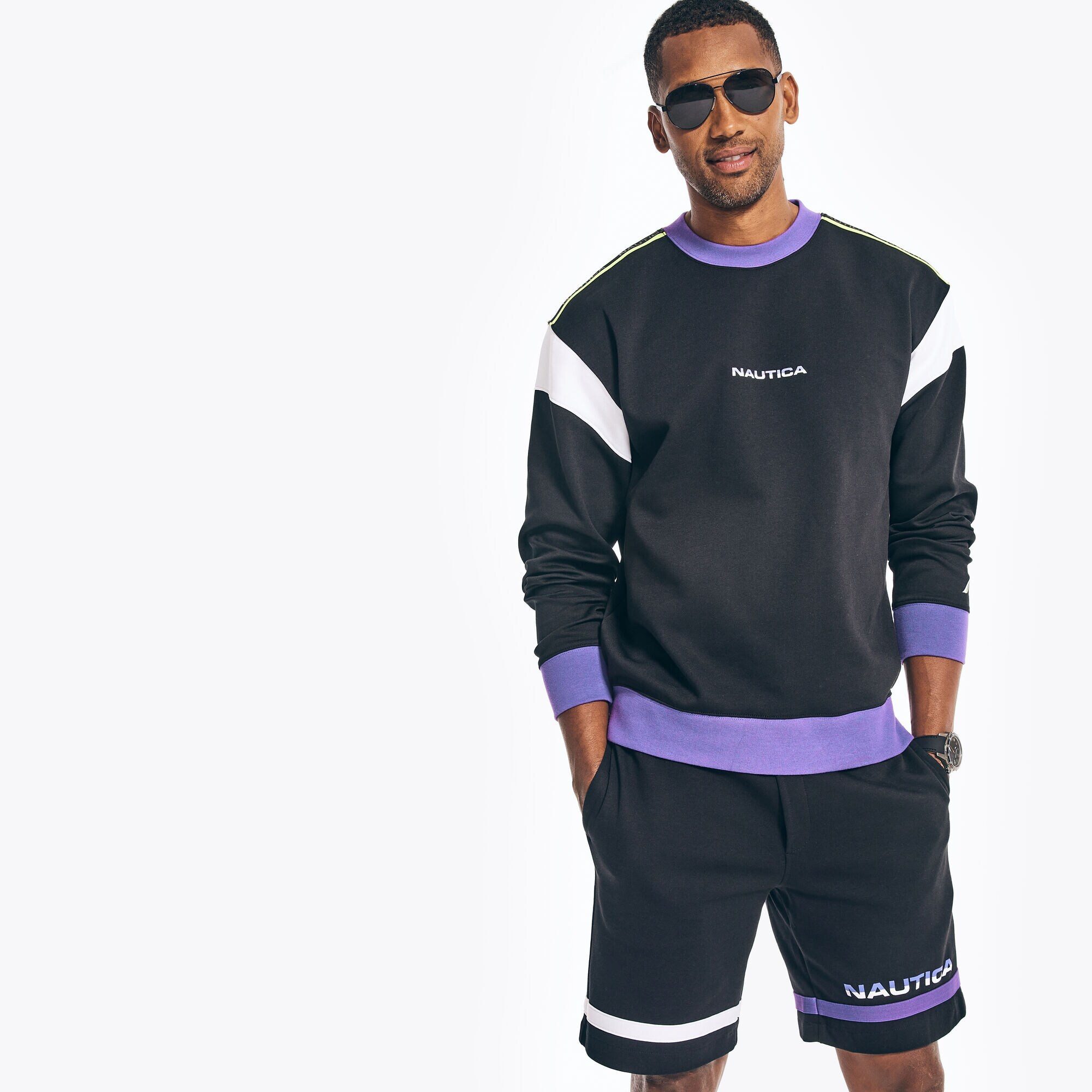 COMPETITION COLORBLOCK LOGO SWEATSHIRT,True Black,large