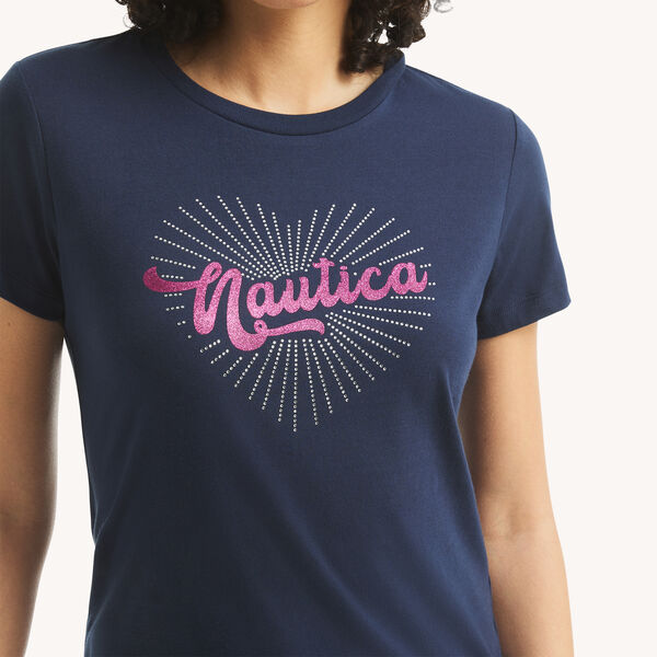 Bright Heart Glitter Graphic T-Shirt