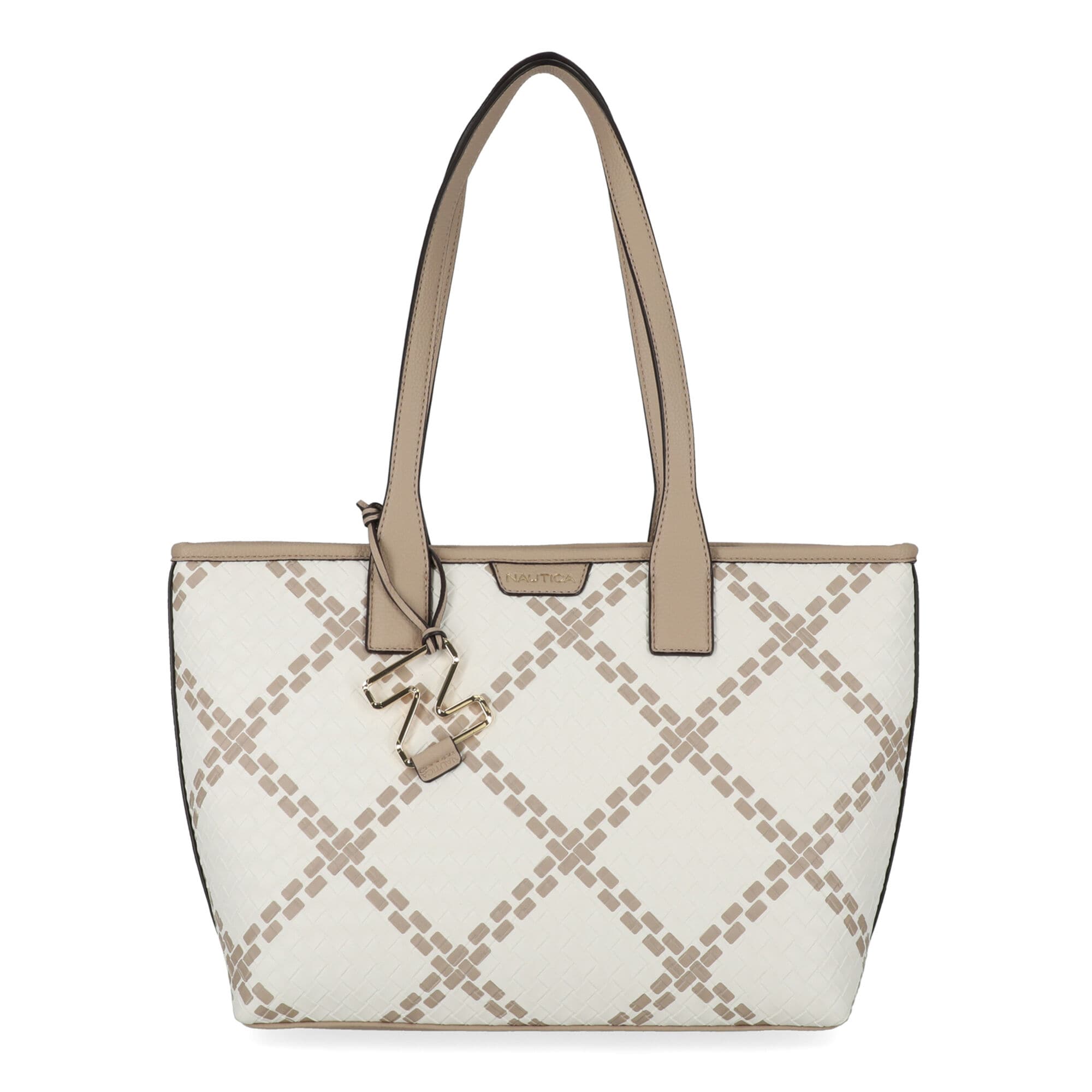 Windowpane Tote Bag,Antique White Wash,large