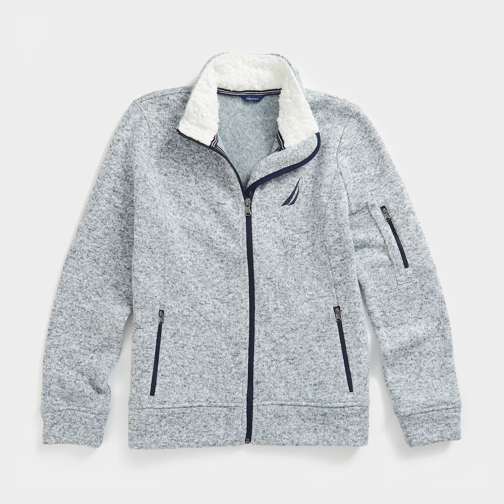BRAND ICON FULL-ZIP FLEECE,Quarry Heather,large