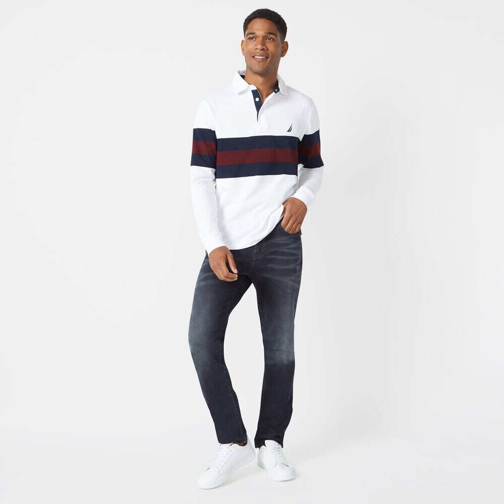 CLASSIC FIT LONG SLEEVE RUBGY POLO,Bright White,large