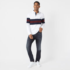 CLASSIC FIT LONG SLEEVE RUBGY POLO,Bright White,large