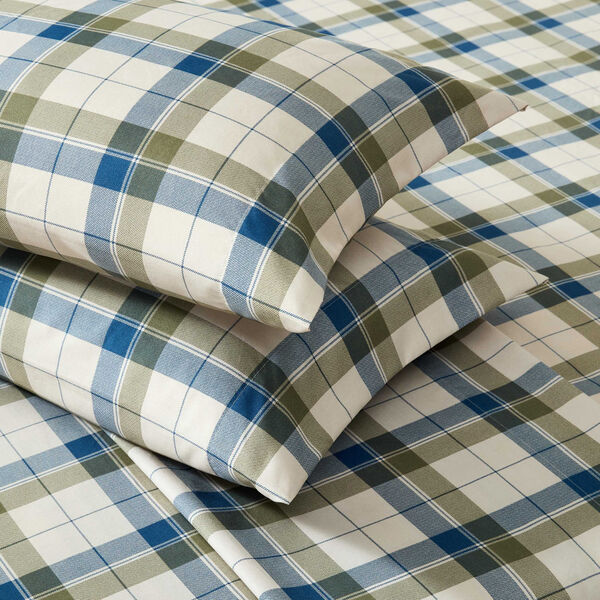 Vintage Trunk Green Plaid Full Sheet Set