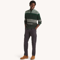 Striped Quarter-Zip Sweater,Cosmic Fern,large