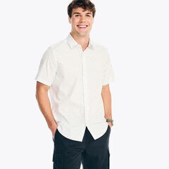 Classic Fit Wrinkle-Resistant Short-Sleeve Shirt,Bright White,large