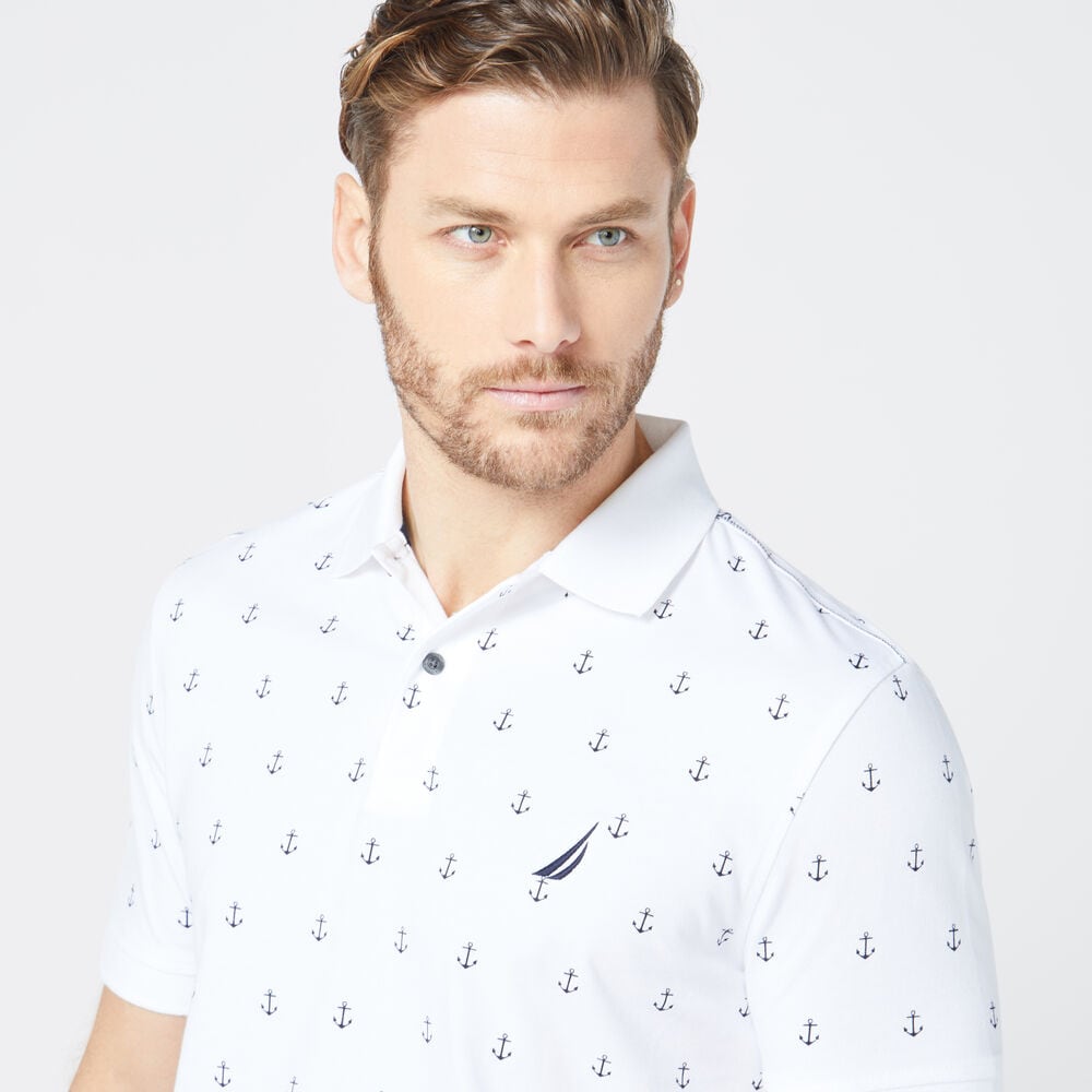 CLASSIC FIT ANCHOR PRINT POLO,Bright White,large