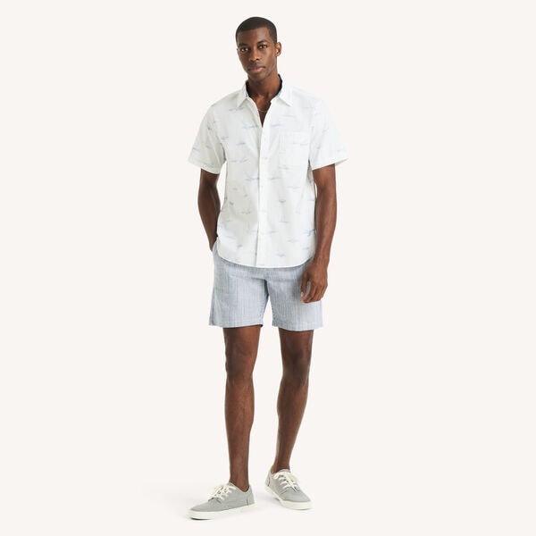 Short-Sleeve Printed Stretch Oxford Shirt