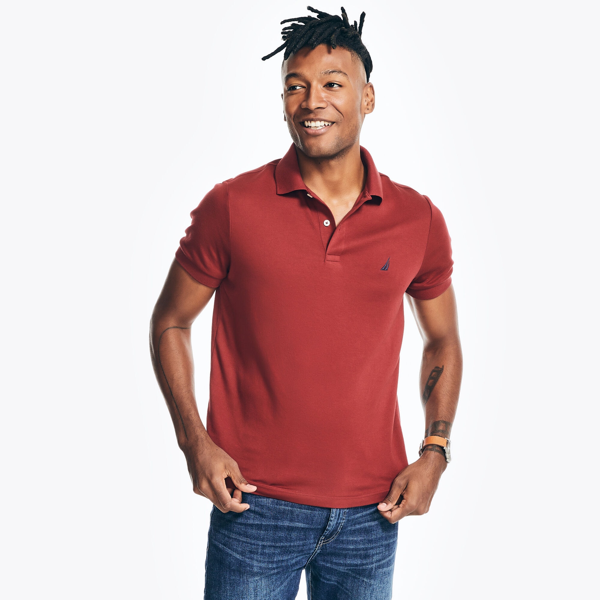 Slim Fit Deck Polo,Flamingo,large