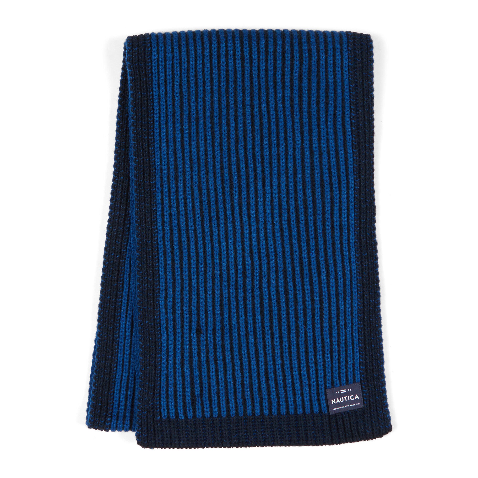 Border Stitch Scarf,Navy,large