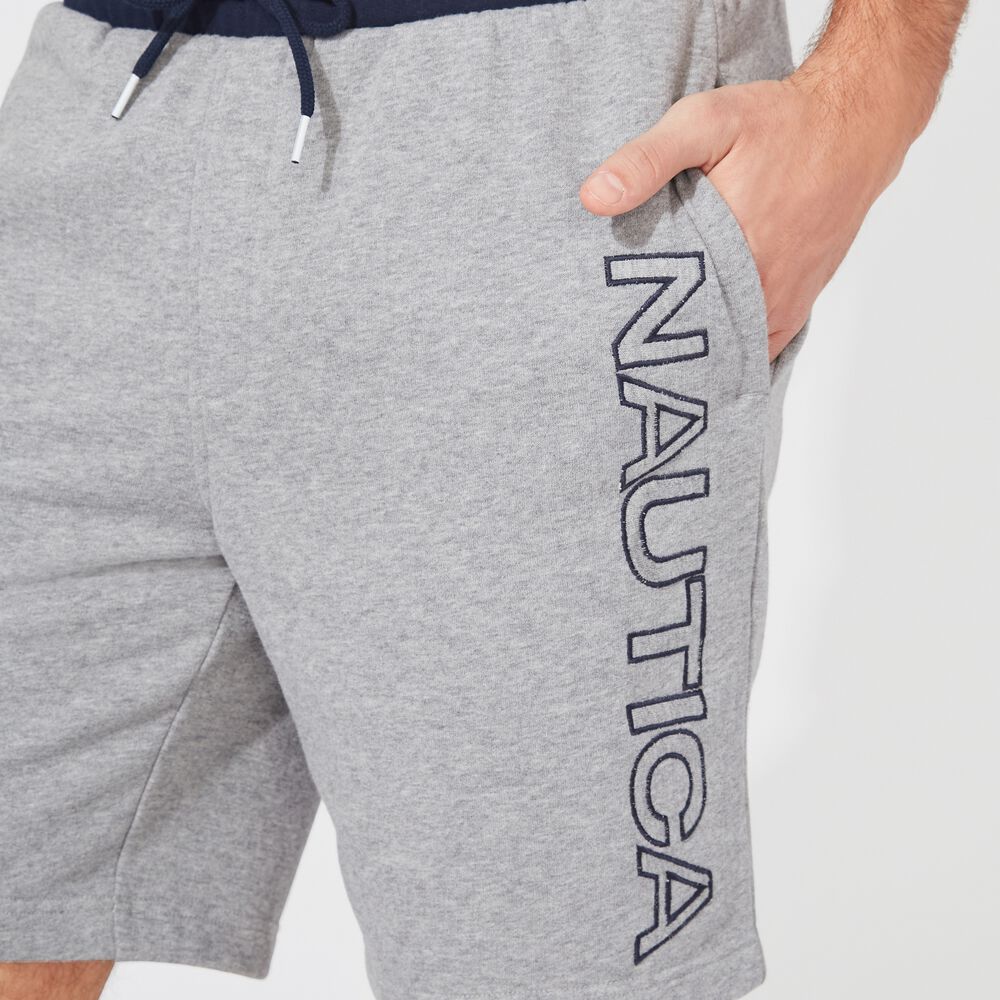 8.5" LOGO FLEECE SHORT,Stone Grey Heather,large
