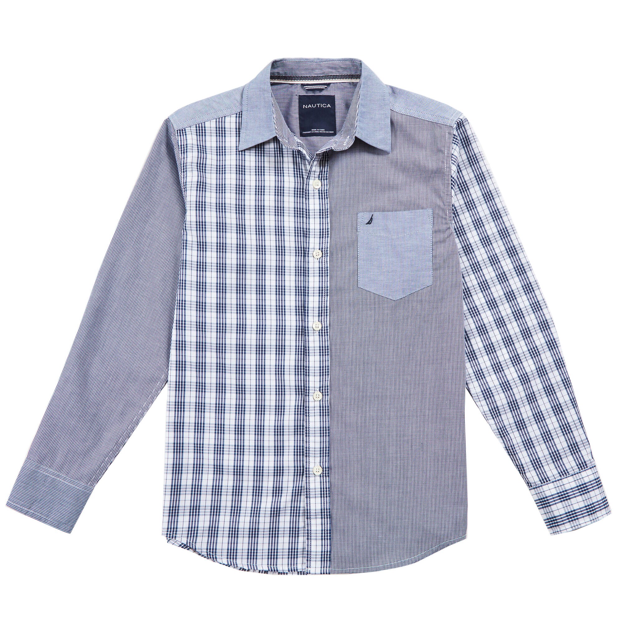 Little Boys' Plaid Button Down Shirt (4-7),Stormy Blue Wash,large