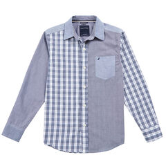 Little Boys' Plaid Button Down Shirt (4-7),Stormy Blue Wash,large
