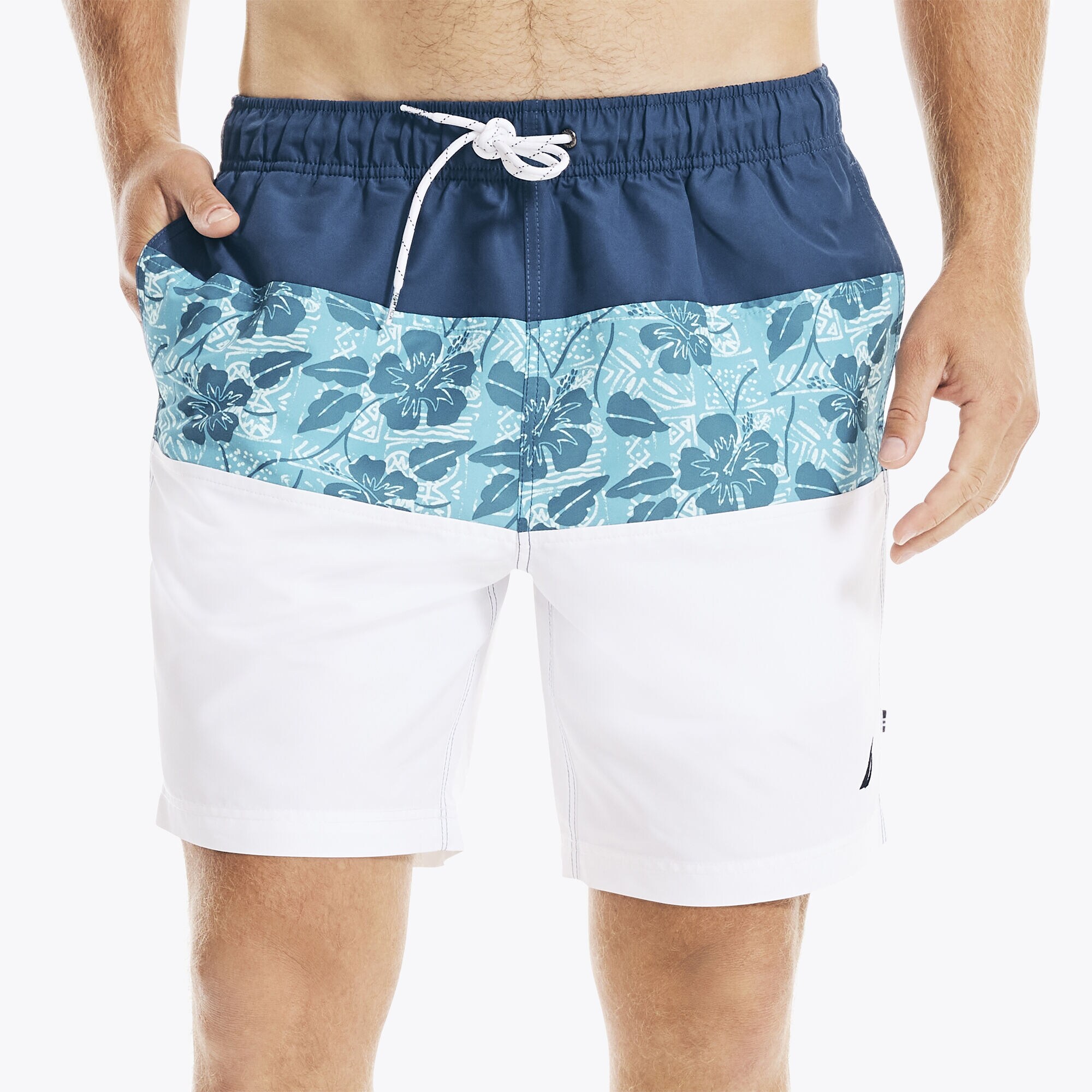 8" SUSTAINABLY CRAFTED TROPICAL PRINT SWIM,Hawaiian Ocean,large