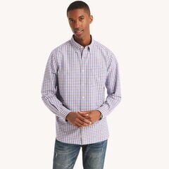 Plaid Oxford Shirt,Bright White,large