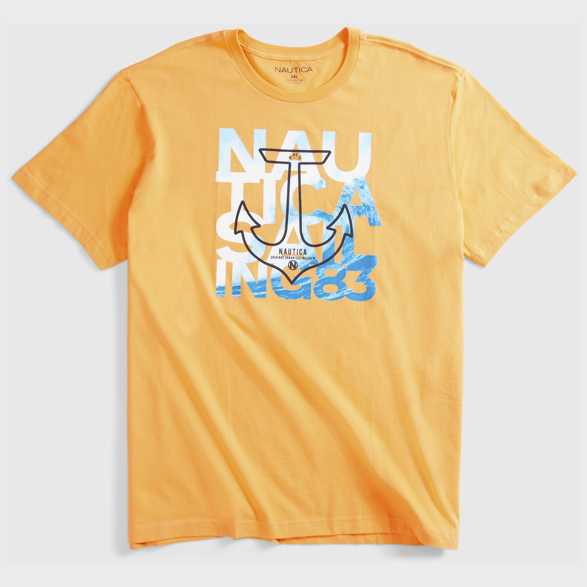 BIG & TALL SAILING GRAPHIC T-SHIRT,Orange,large