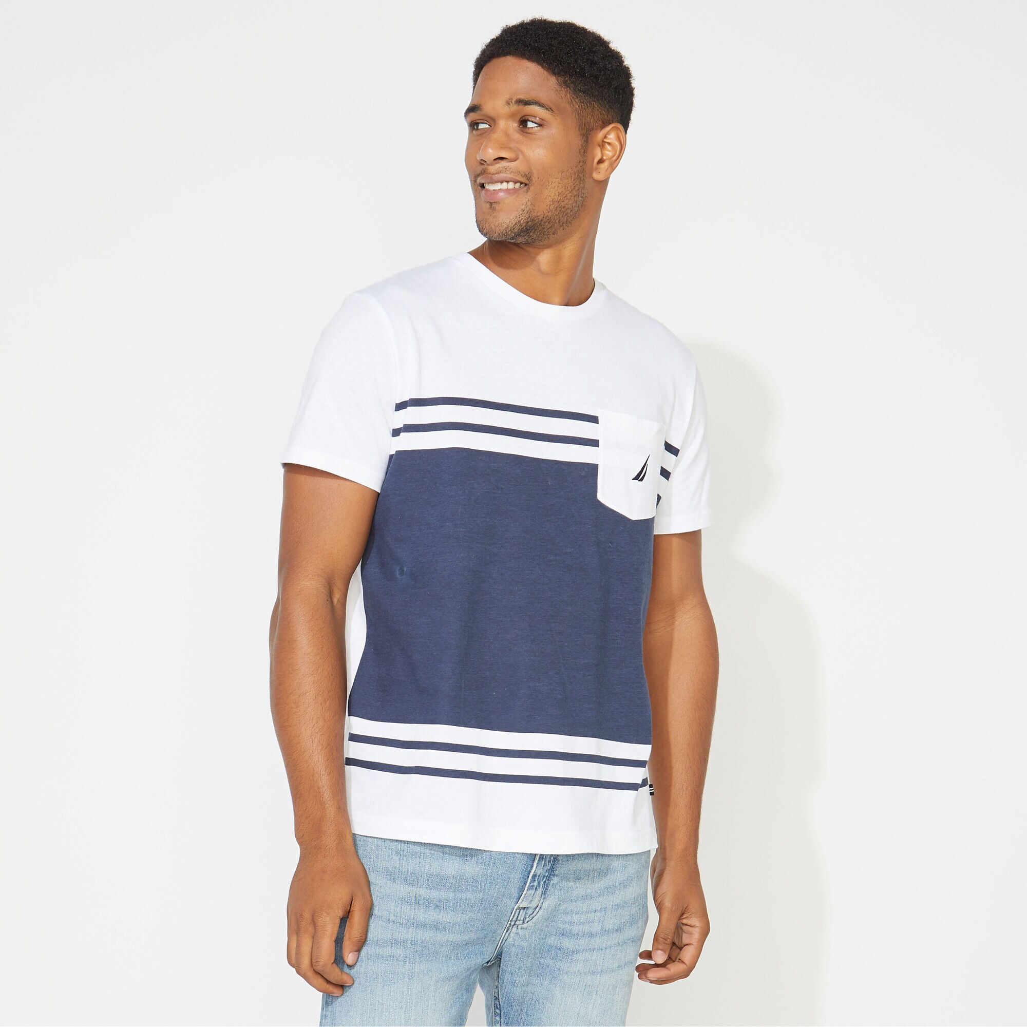 COLORBLOCK POCKET T-SHIRT,Bright White,large
