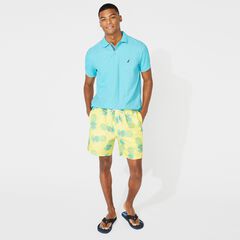 8" BIG & TALL PINEAPPLE PRINT SWIM TRUNKS,Golden Apricot,large