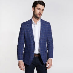 BRIELLE STRETCH COTTON JACKET IN PLAID,Ice Blue,large