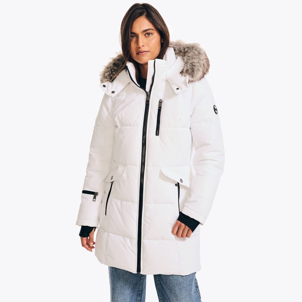 Puffer Jacket With Removable Hood,Bright White,large