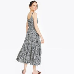 Sustainably Crafted Cinch-Waist Printed Dress,True Black,large