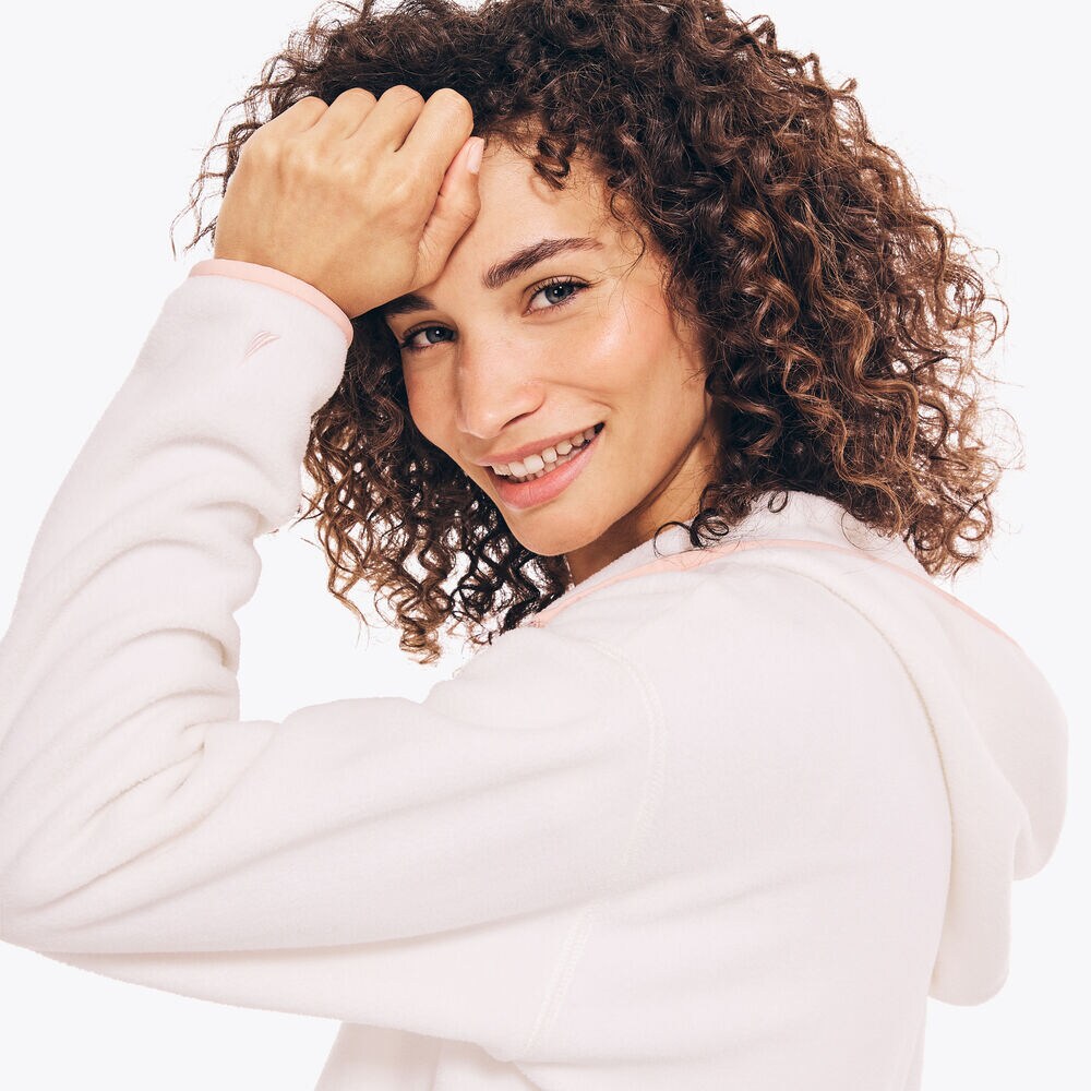 HALF-ZIP NAUTEX FLEECE HOODIE,Marshmallow,large