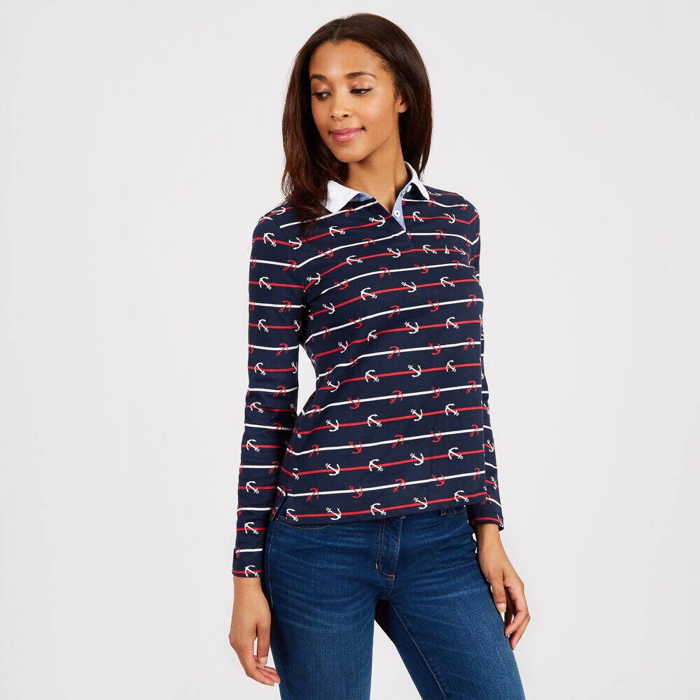 Anchor + Rugby Stripe Classic Fit Polo,Stellar Blue Heather,large