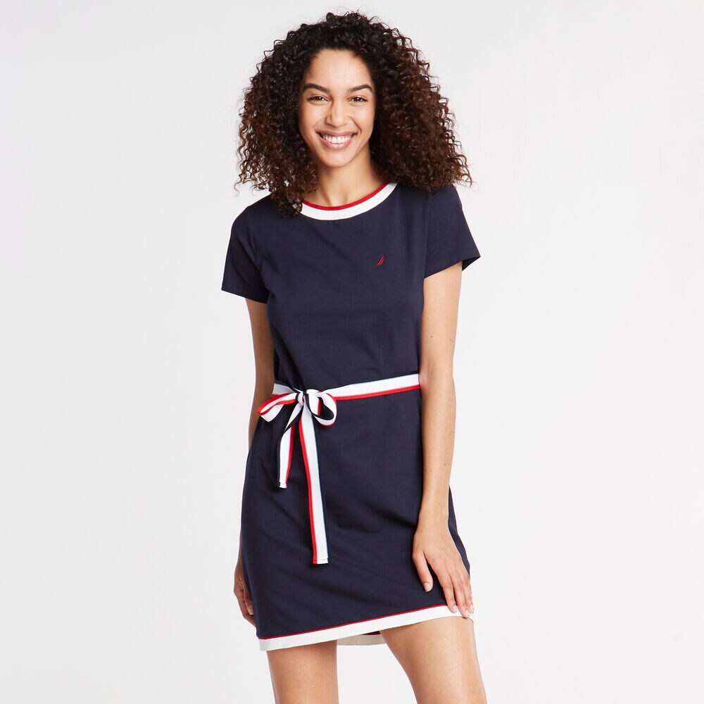 SHORT SLEEVE JERSEY DRESS,Stellar Blue Heather,large