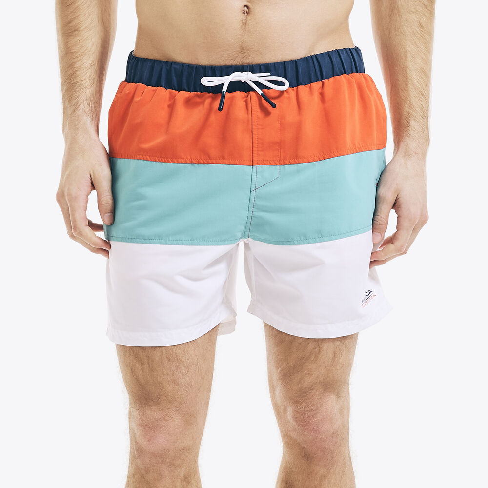 COMPETITION 5" COLORBLOCK SWIM SHORT,Nautica Red,large