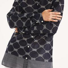 Printed Button-Up Shirt,Navy,large